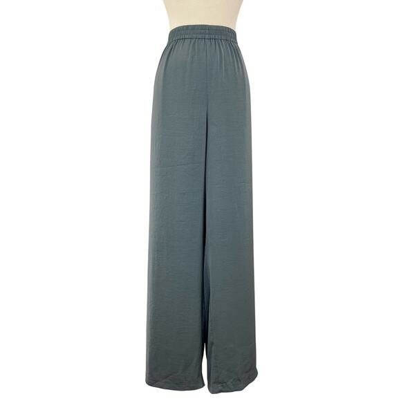 Barefoot Dreams Washed Satin Wide Leg Pants Dolphin Blue Size XL NWT - Picture 1 of 10